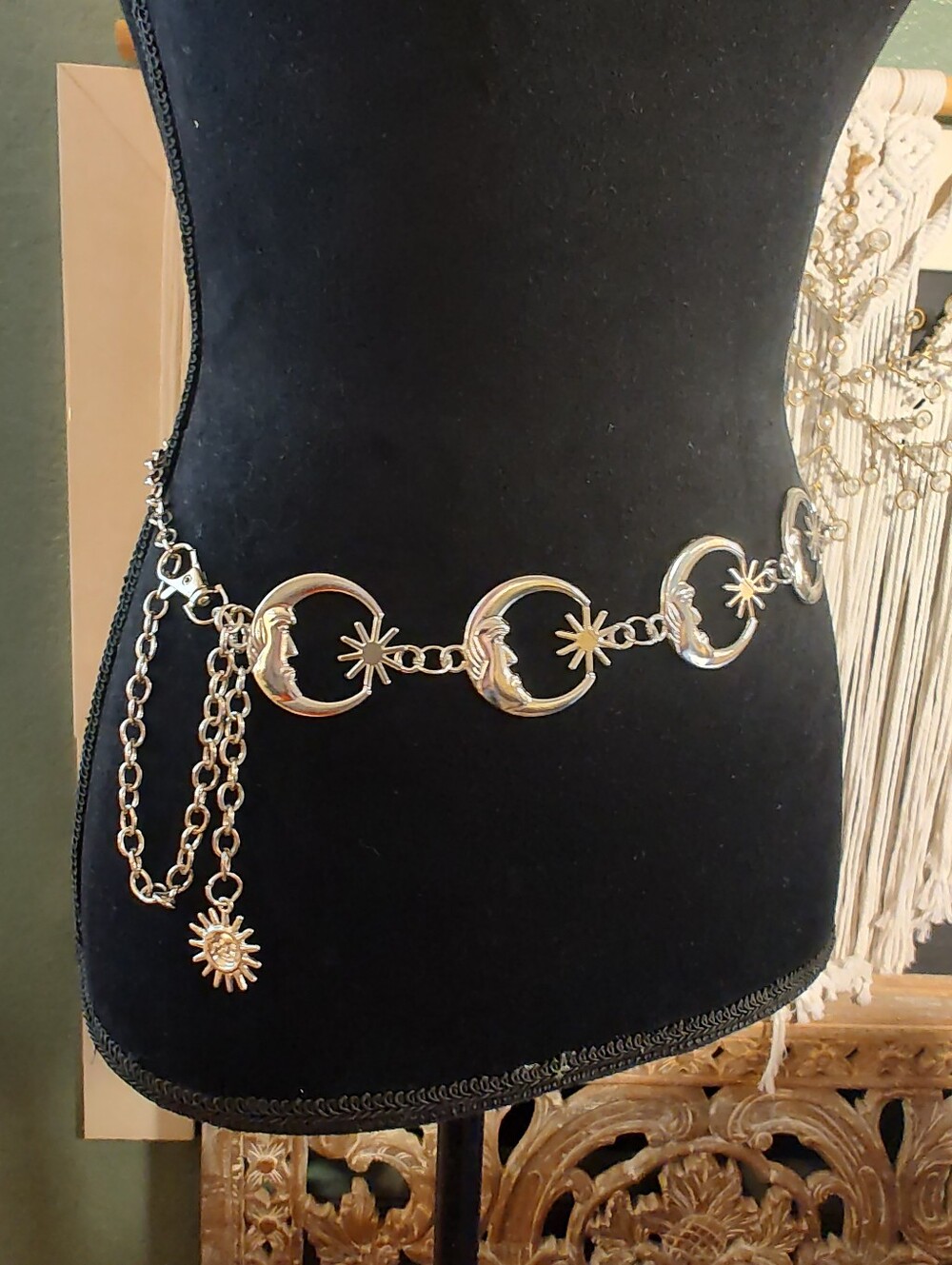 Adjustable Silver Metal Waist Chain Moon & Stars Belt - Picture 3 of 13